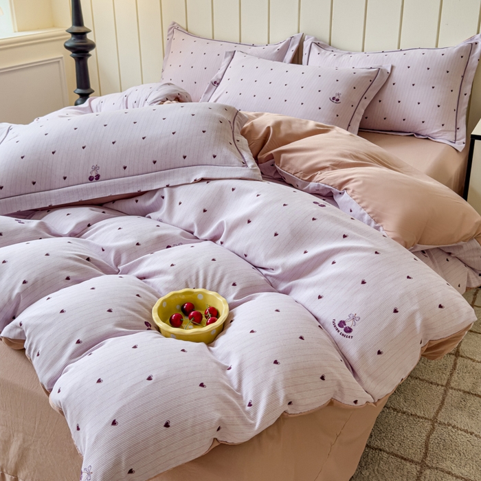 91家纺网 家纺一手货源 找家纺 可思家纺2025新款可思-简单款双层纱套件 小紫心