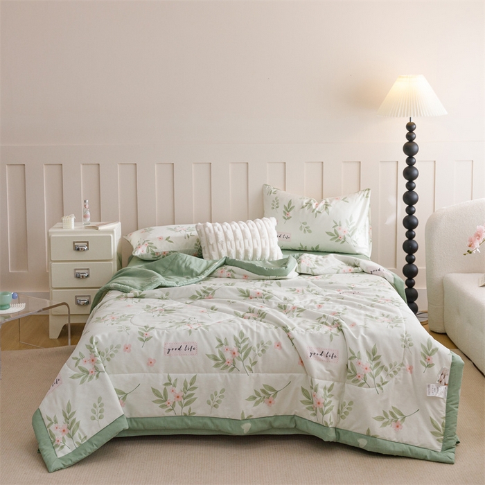 91家纺网 家纺一手货源 找家纺 恬思语家纺 2025新款全棉印花棉花夏被春色花开