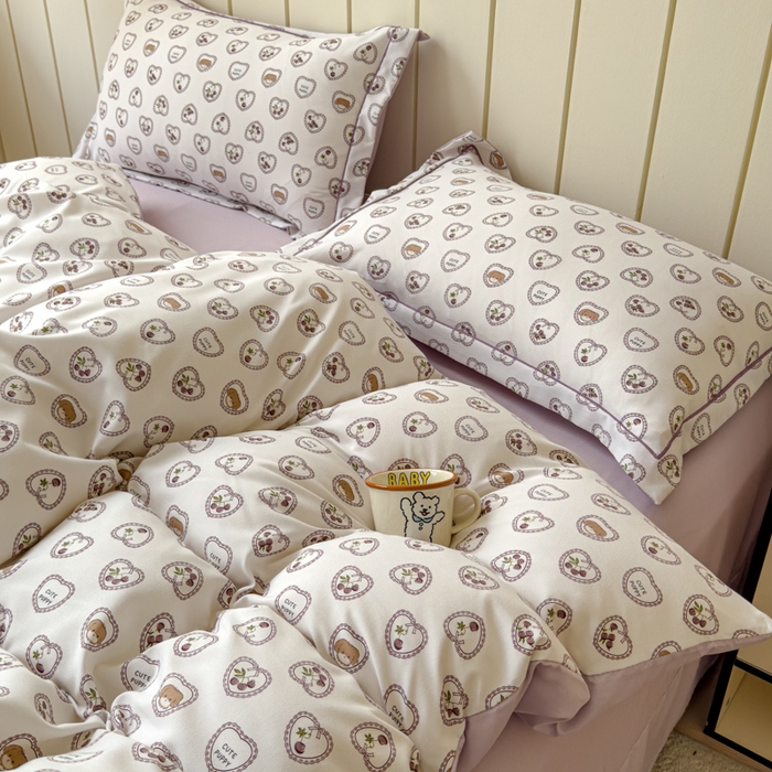 91家纺网 家纺一手货源 找家纺 可思家纺2025新款可思-简单款双层纱套件 爱心小兔