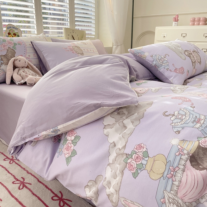 91家纺网 家纺一手货源 找家纺 丫丫家纺   2025全棉13070单被套印花小清新卡通碎花纯棉单品被套枕套（有预缩售后无忧 免费提供买家秀） 童话镇