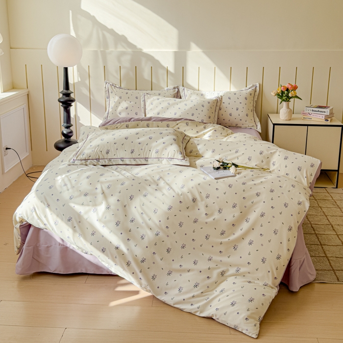 91家纺网 家纺一手货源 找家纺 可思家纺2025新款可思-简单款双层纱套件 紫韵