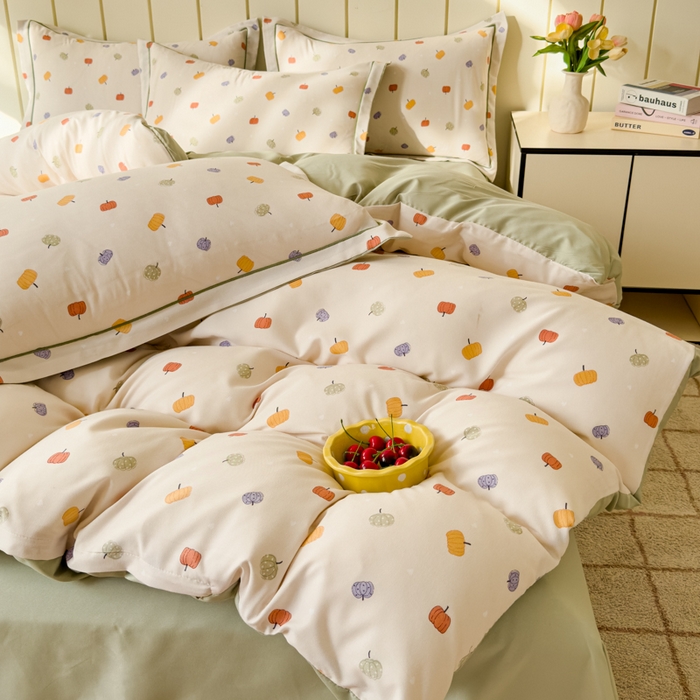 91家纺网 家纺一手货源 找家纺 可思家纺2025新款可思-简单款双层纱套件 小南瓜