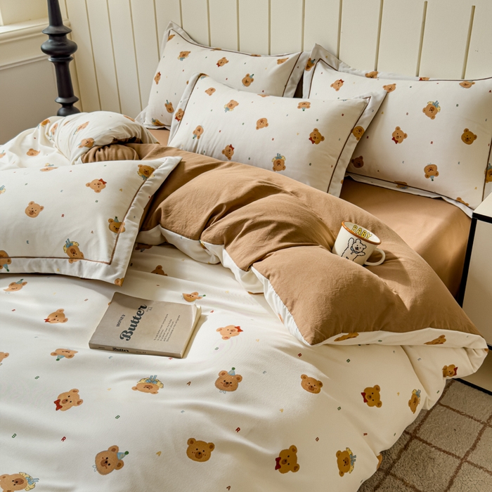 91家纺网 家纺一手货源 找家纺 可思家纺2025新款可思-简单款双层纱套件 迪西熊