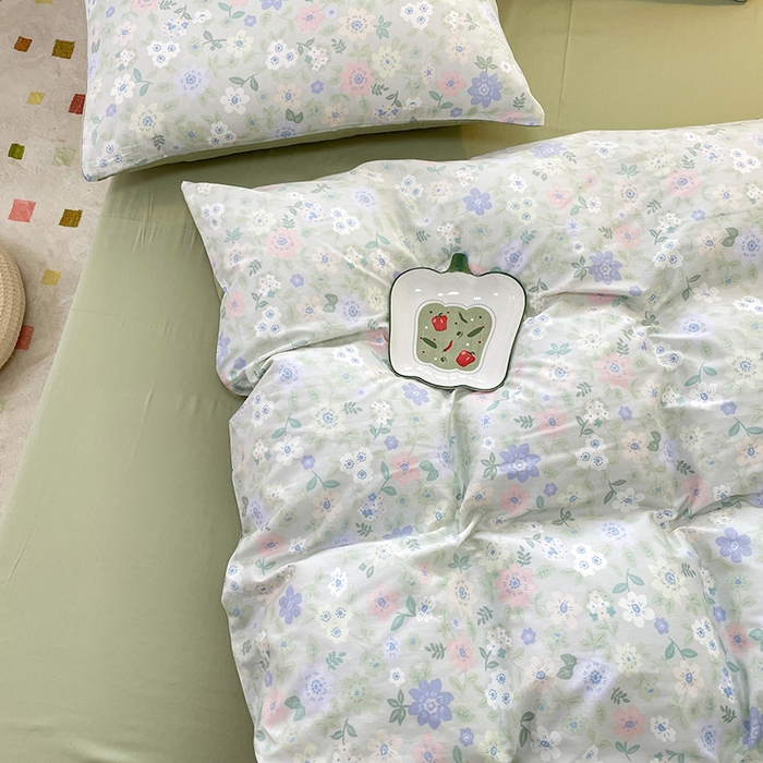 91家纺网 家纺一手货源 找家纺 丫丫家纺 2025全棉13070单床单床笠纯棉单品枕套床笠床单（有预缩尺寸 售后无忧 免费提供买家秀） 绿意盎然