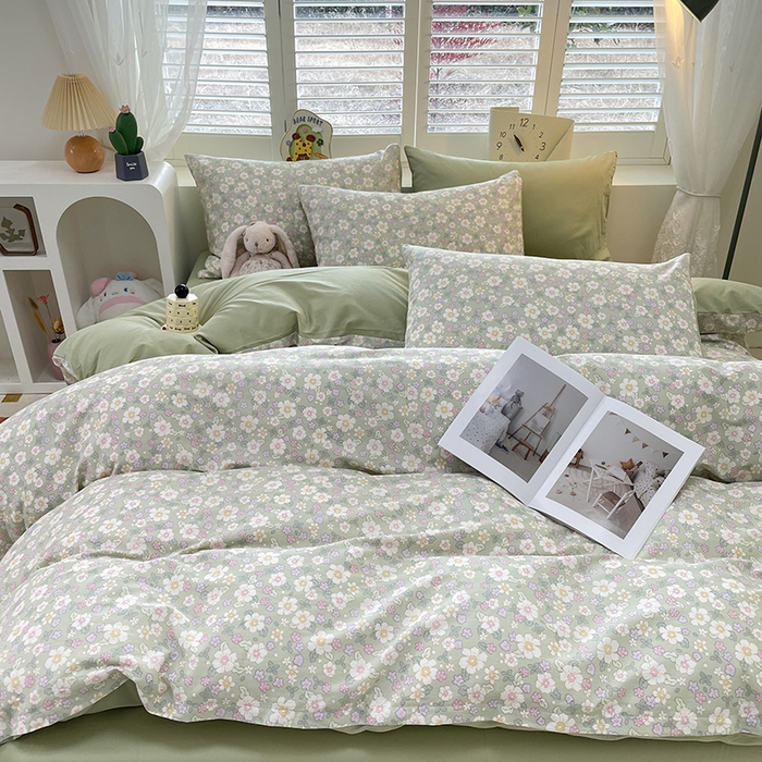 91家纺网 家纺一手货源 找家纺 丫丫家纺   2025全棉13070单被套印花小清新卡通碎花纯棉单品被套枕套（有预缩售后无忧 免费提供买家秀） 木棉花