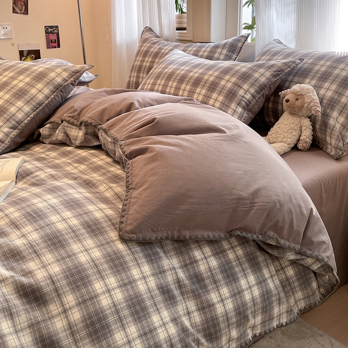 91家纺网 家纺一手货源 找家纺 （总）蓝邻家纺 2025年新款全棉水洗棉贝壳边四件套系列