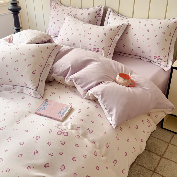 91家纺网 家纺一手货源 找家纺 可思家纺2025新款可思-简单款双层纱套件 紫豹纹