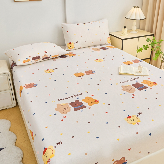 91家纺网 家纺一手货源 找家纺 棉乐町家居  2025新款原棉粗布床笠 bear熊