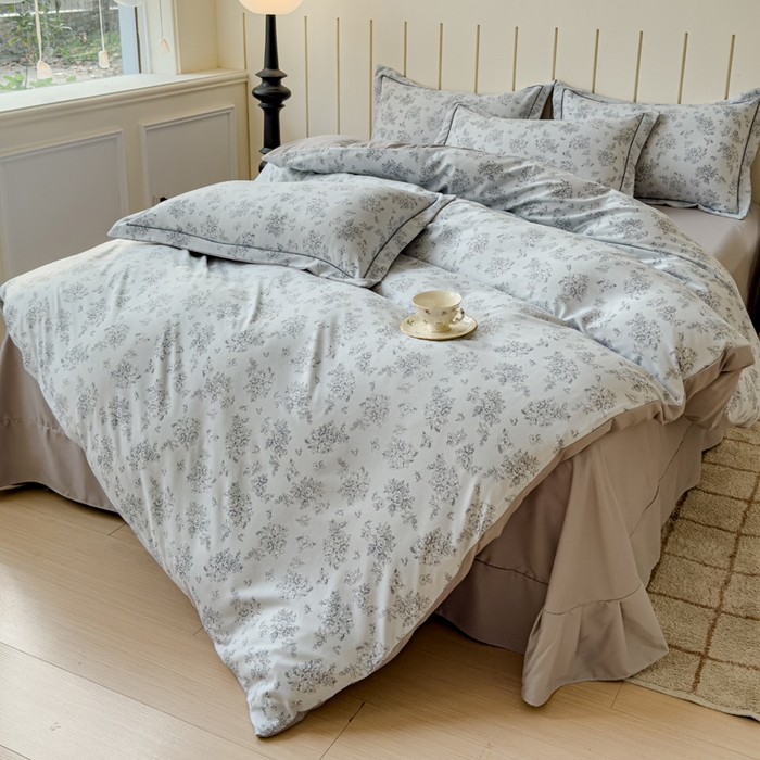 91家纺网 家纺一手货源 找家纺 可思家纺2025新款可思-简单款双层纱套件 复古玫瑰