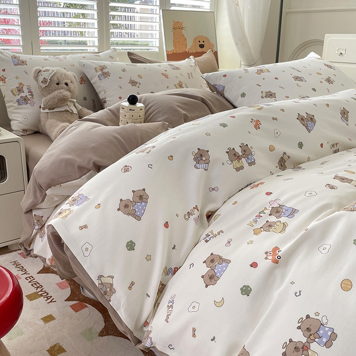 91家纺网 家纺一手货源 找家纺 丫丫家纺   2025全棉13070单被套印花小清新卡通碎花纯棉单品被套枕套（有预缩售后无忧 免费提供买家秀） 卡皮吧啦