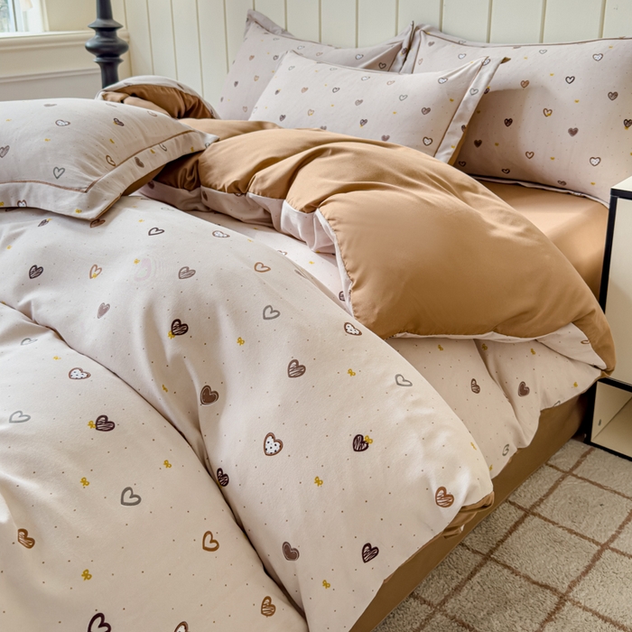 91家纺网 家纺一手货源 找家纺 可思家纺2025新款可思-简单款双层纱套件 多彩爱心