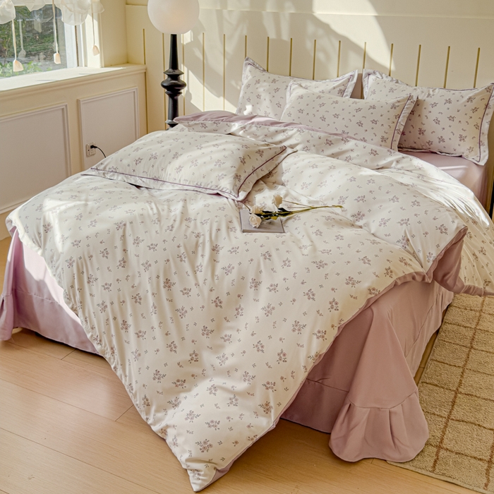 91家纺网 家纺一手货源 找家纺 可思家纺2025新款可思-简单款双层纱套件 紫曦