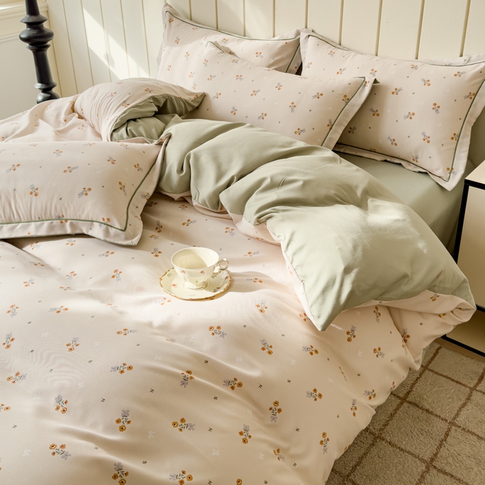 91家纺网 家纺一手货源 找家纺 可思家纺2025新款可思-简单款双层纱套件 铃兰花语