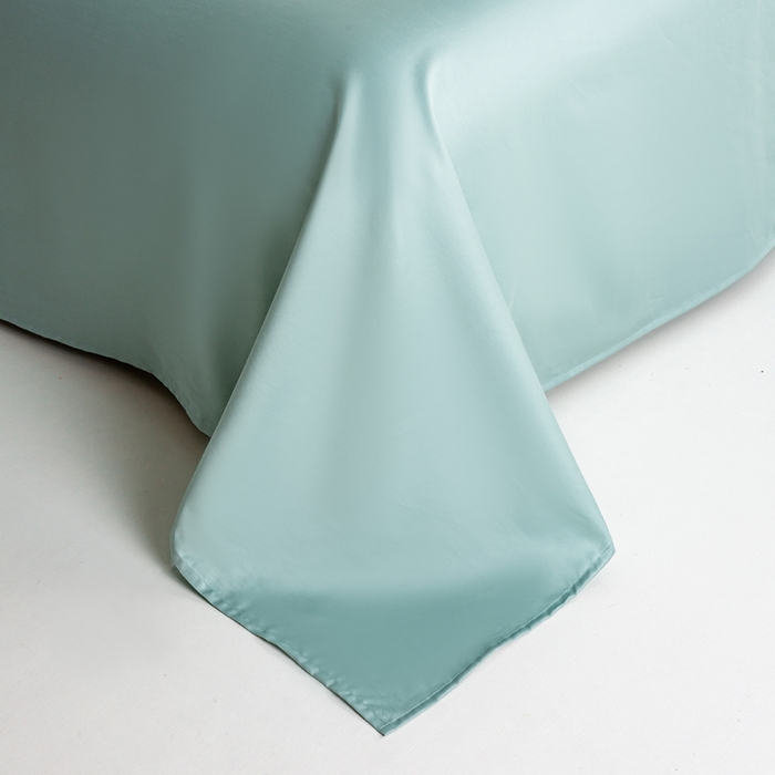 91家纺网 家纺一手货源 找家纺 沃尔居 2025新款全棉长绒棉四件套纯色贡缎纯棉被套床笠款三件套 薄荷绿