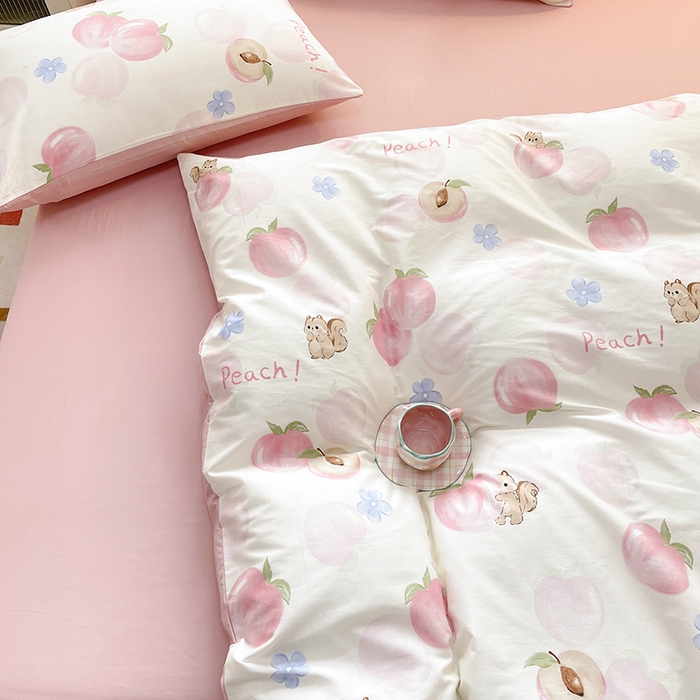 91家纺网 家纺一手货源 找家纺 丫丫家纺 2025全棉13070单床单床笠纯棉单品枕套床笠床单（有预缩尺寸 售后无忧 免费提供买家秀） 蜜桃松鼠