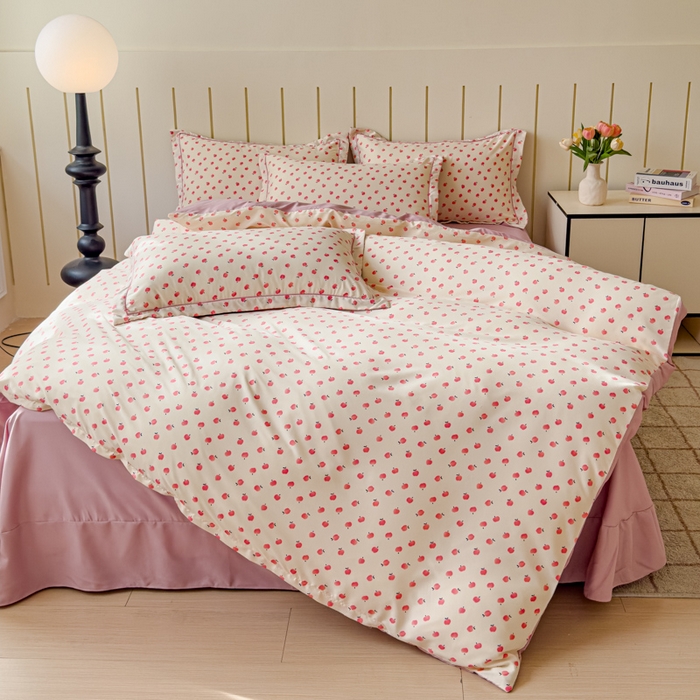 91家纺网 家纺一手货源 找家纺 可思家纺2025新款可思-简单款双层纱套件 小苹果