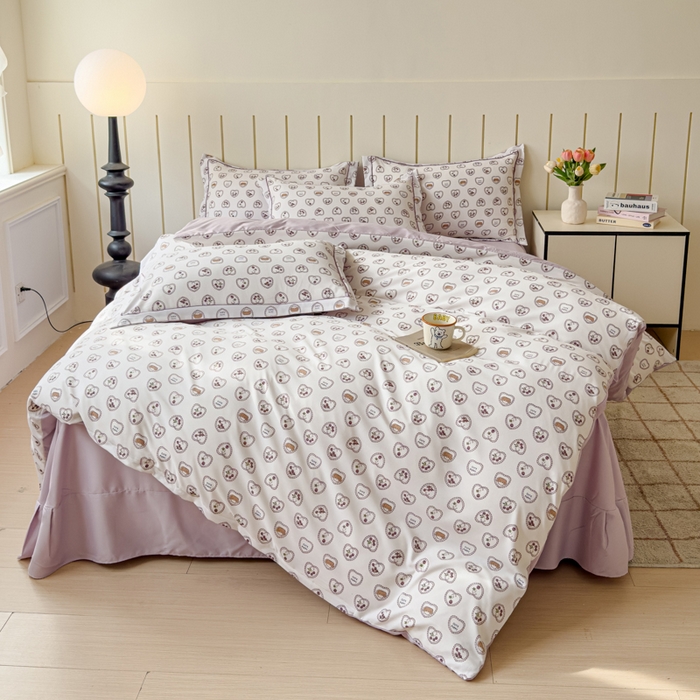 91家纺网 家纺一手货源 找家纺 可思家纺2025新款可思-简单款双层纱套件 爱心小兔