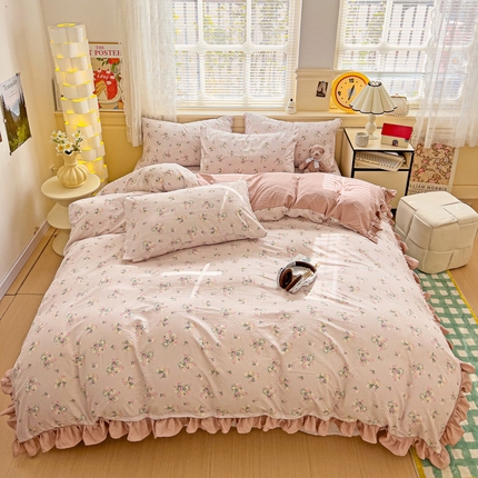 纽缦家纺 2025新款云感提花双层纱韩版四件套 暗恋