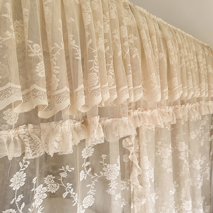 91家纺网 家纺一手货源 找家纺 都市缘蚊帐  2025新款303法式提花蕾丝蚊帐 303可可庄园-奶油杏