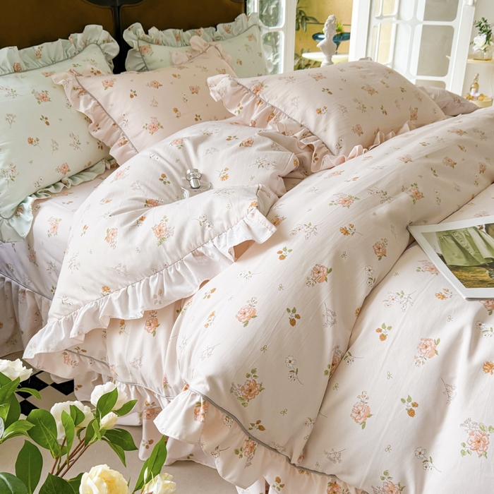 91家纺网 家纺一手货源 找家纺 （总）孑寐家纺 2025新款嵌绳款韩版床裙款四件套