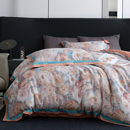 91家纺网 家纺一手货源 找家纺 （总）阿那亚 2025新款雅缎数码印花四件套