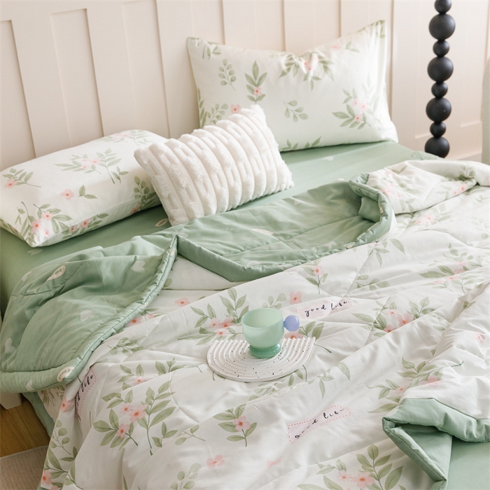 91家纺网 家纺一手货源 找家纺 恬思语家纺 2025新款全棉印花棉花夏被春色花开