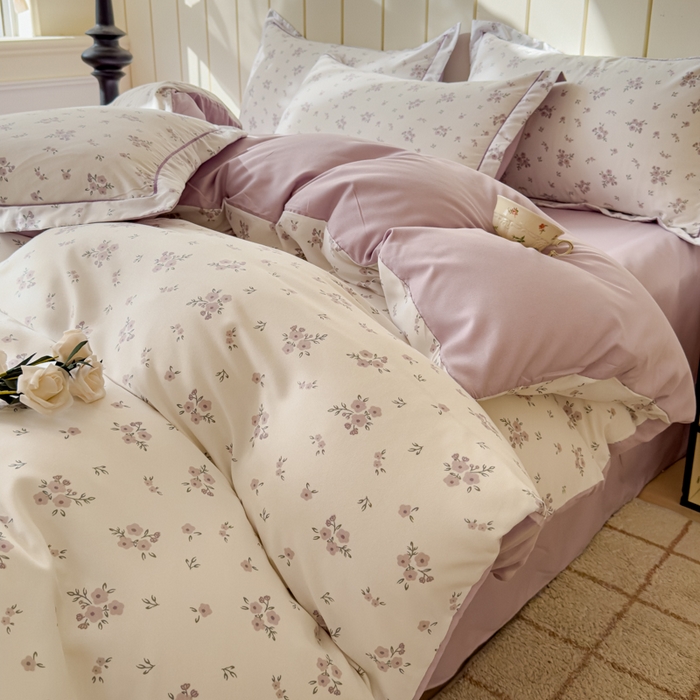 91家纺网 家纺一手货源 找家纺 可思家纺2025新款可思-简单款双层纱套件 紫曦