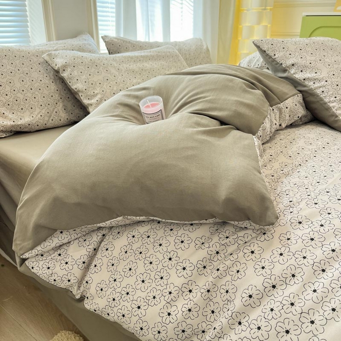 91家纺网 家纺一手货源 找家纺 新印象 2025新款有氧针织棉双层纱四件套梵花