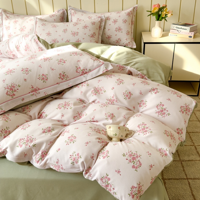 91家纺网 家纺一手货源 找家纺 可思家纺2025新款可思-简单款双层纱套件 春之语