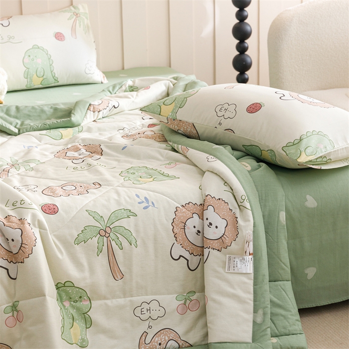 91家纺网 家纺一手货源 找家纺 恬思语家纺 2025新款全棉印花棉花夏被森岛精灵