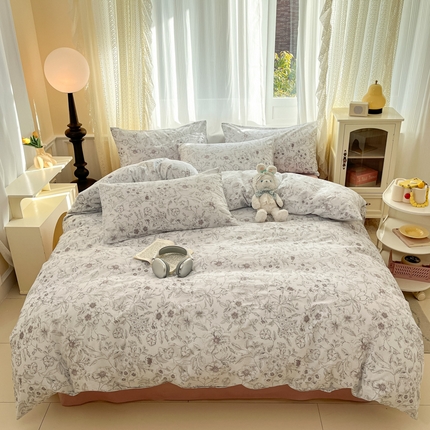 柠馨 2025新款13372全棉纯棉印花四件套-阿丽拉系列 墨遥