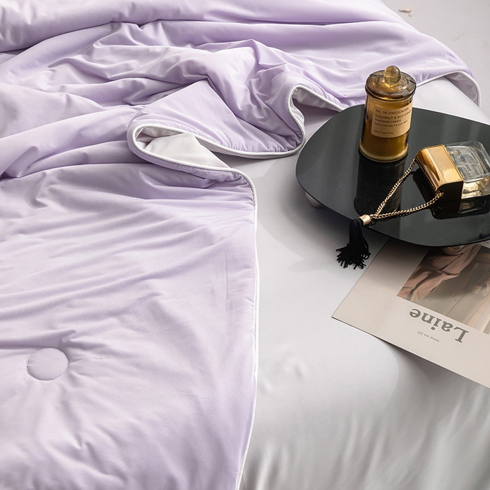 91家纺网 家纺一手货源 找家纺 金喜 2025新款冰柔丝凉感夏被涤氨纶冰丝夏被夏天薄被子 香芋紫