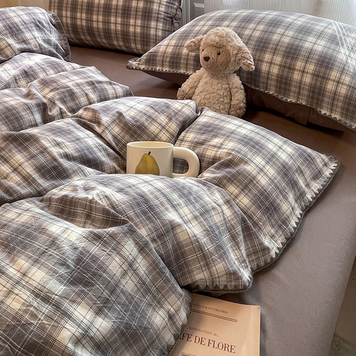 91家纺网 家纺一手货源 找家纺 （总）蓝邻家纺 2025年新款全棉水洗棉贝壳边四件套系列