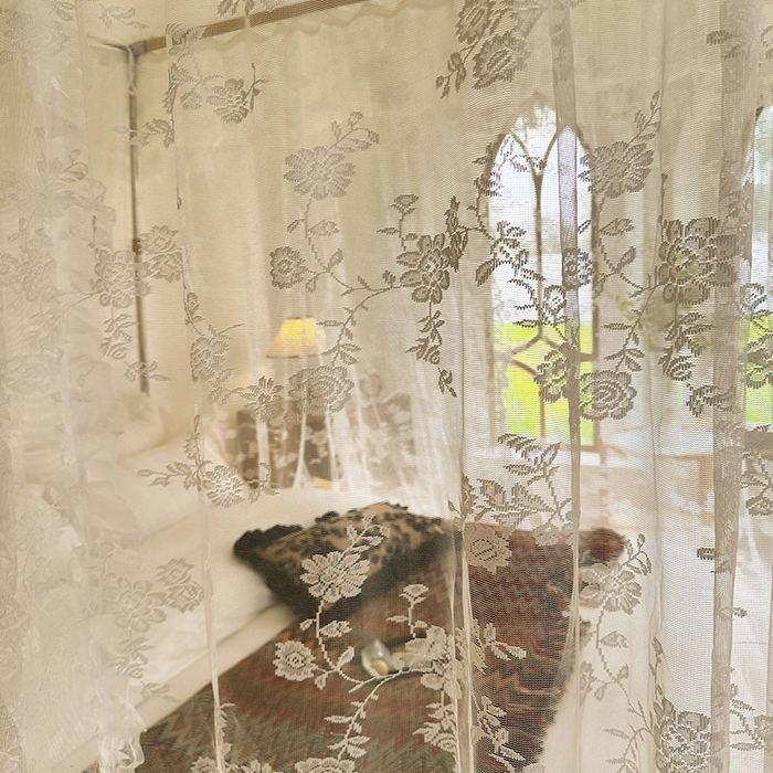 91家纺网 家纺一手货源 找家纺 都市缘蚊帐  2025新款303法式提花蕾丝蚊帐 303可可庄园-奶油白