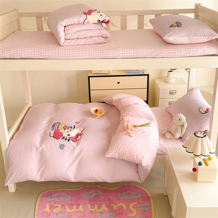 优贝 2025爆款学生季云朵棉水洗棉毛巾绣学生三件套四件套（提供买家绣）粉色KT