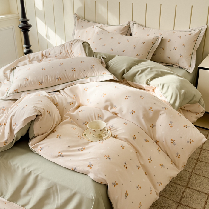 91家纺网 家纺一手货源 找家纺 可思家纺2025新款可思-简单款双层纱套件 铃兰花语