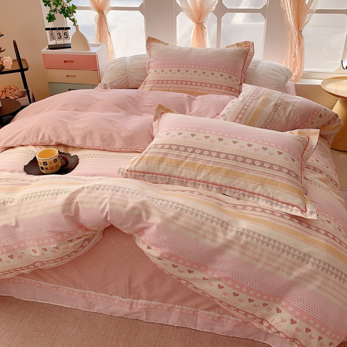 91家纺网 家纺一手货源 找家纺 奈萝家纺2025新款全棉 小号三件套 标准四件套 幸福里粉