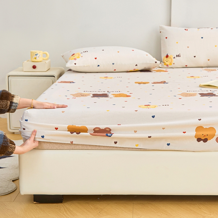 91家纺网 家纺一手货源 找家纺 棉乐町家居  2025新款原棉粗布床笠 bear熊