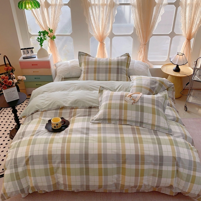 91家纺网 家纺一手货源 找家纺 奈萝家纺2025新款全棉 小号三件套 标准四件套 西格绿