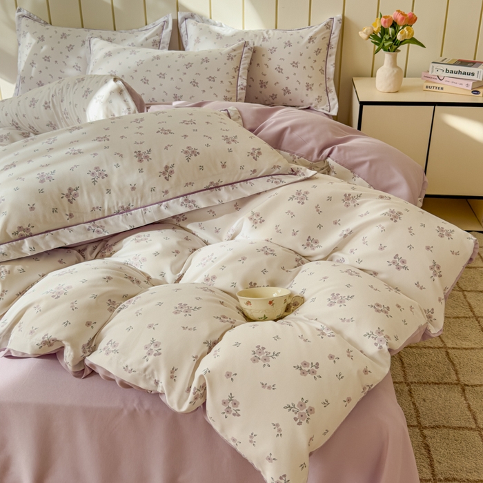 91家纺网 家纺一手货源 找家纺 可思家纺2025新款可思-简单款双层纱套件 紫曦