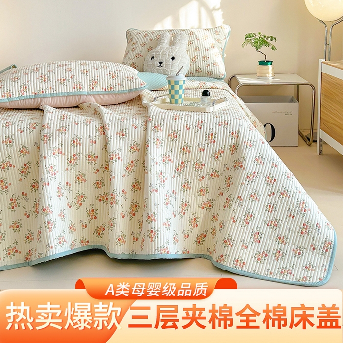 91家纺网 家纺一手货源 找家纺 恒尚居 2025新款全棉床盖床单小清新床垫床褥垫-跑量（四季款） 浪漫花海