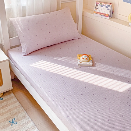 纽缦家纺 2025新款云感提花双层纱学生床笠 倾心紫