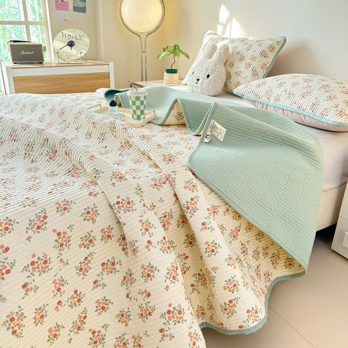 91家纺网 家纺一手货源 找家纺 恒尚居 2025新款全棉床盖床单小清新床垫床褥垫-跑量（四季款） 浪漫花海