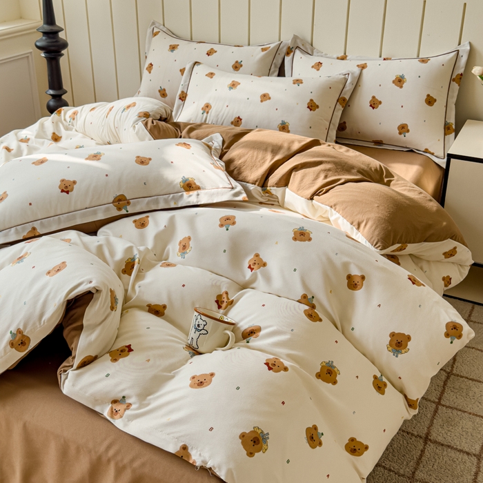 91家纺网 家纺一手货源 找家纺 可思家纺2025新款可思-简单款双层纱套件 迪西熊