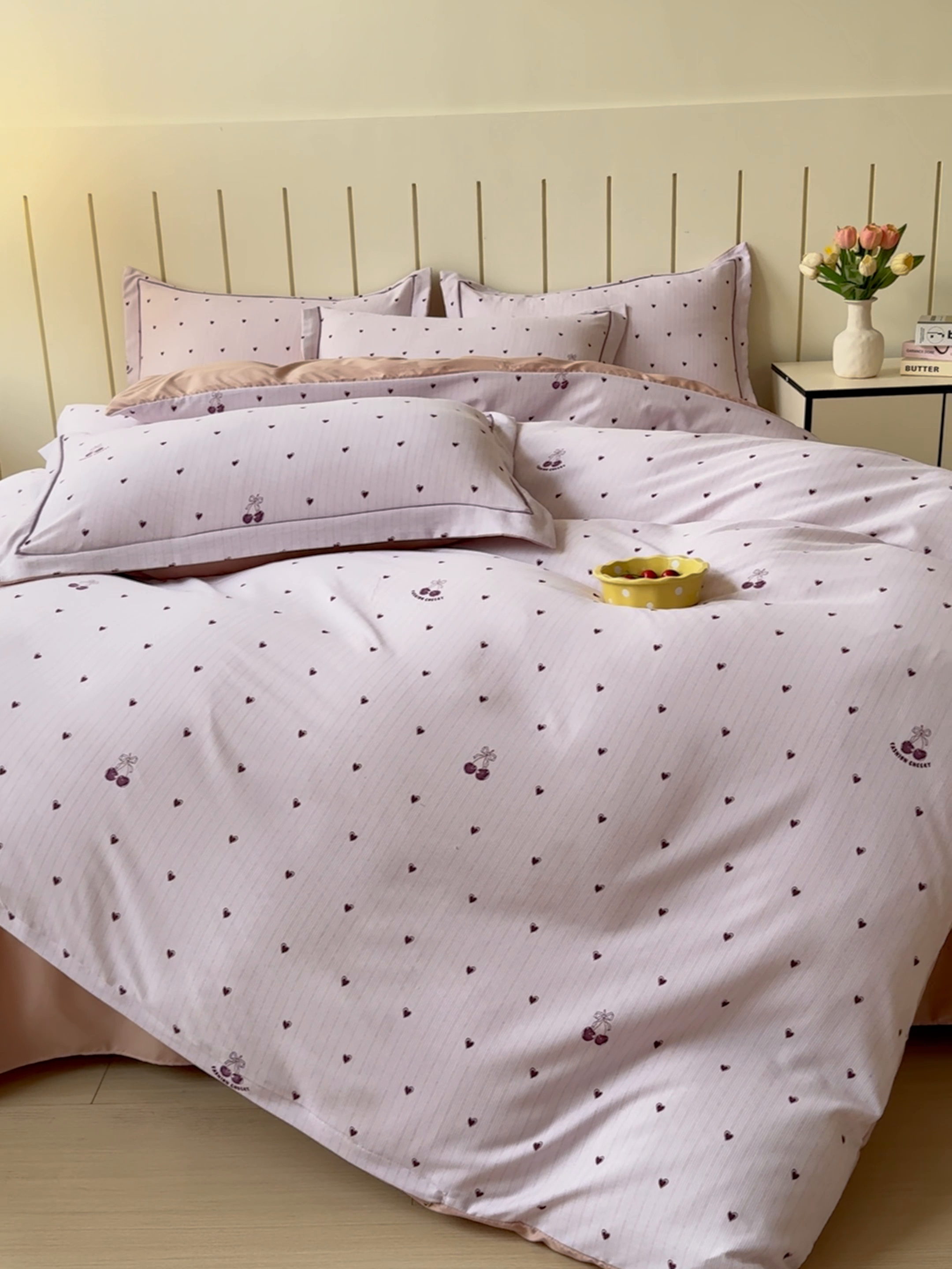 91家纺网 家纺一手货源 找家纺 可思家纺2025新款可思-简单款双层纱套件 小紫心