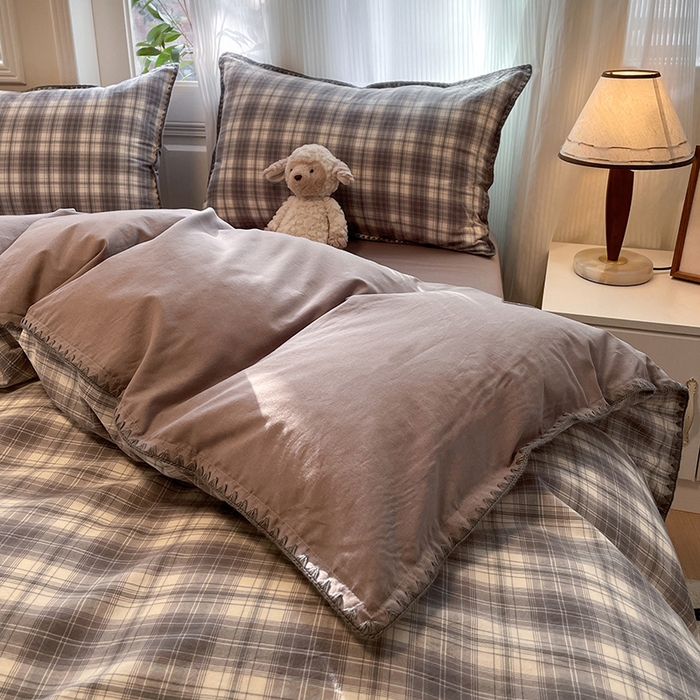 91家纺网 家纺一手货源 找家纺 （总）蓝邻家纺 2025年新款全棉水洗棉贝壳边四件套系列