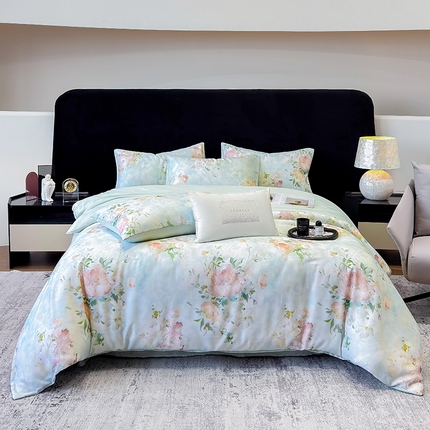 91家纺网 家纺一手货源 找家纺 优贝家纺 2025新款百分百莱赛尔天丝数码印花天丝四件套 波曼