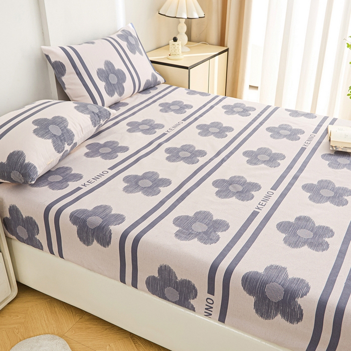 91家纺网 家纺一手货源 找家纺 棉乐町家居  2025新款原棉粗布床笠 水墨花