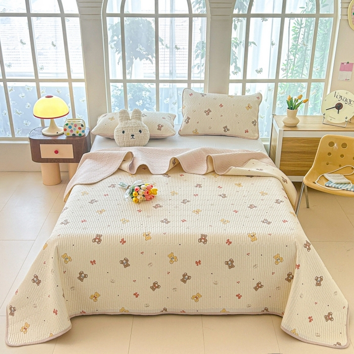91家纺网 家纺一手货源 找家纺 恒尚居 2025新款全棉床盖床单小清新床垫床褥垫-跑量（四季款） 芭比熊