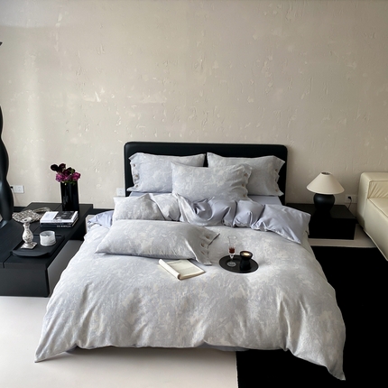 旷野 2025新款全棉色织提花四件套 雾凇-蓝